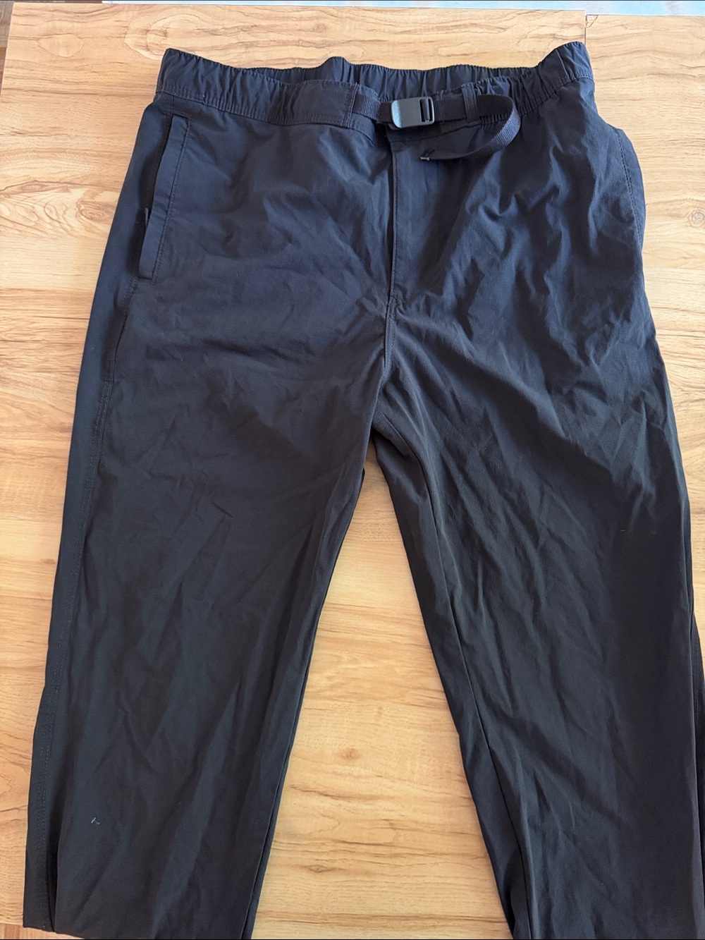 Men's Black Elastic-Waist Utility Pants